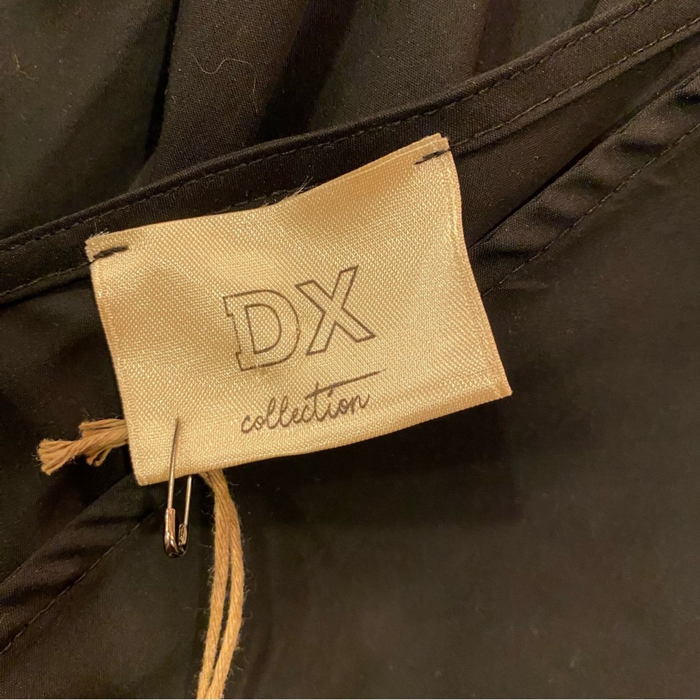 DX Italy Black Cotton Lagenlook Minimalist Midi Dress Rope Belt sz L - Picture 11 of 15
